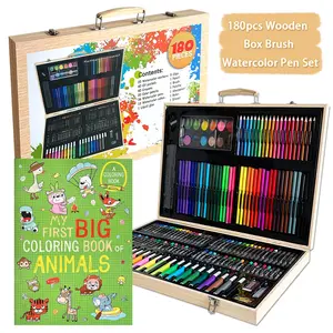 180 Pieces All-In-One Art Set, Premium Wooden Case, Ultimate 180pcs Art Kit, Complete Drawing & Painting Supplies, Professional Art Set