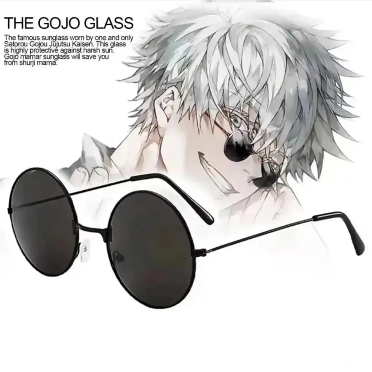 Glasses Anime Jujutsu Kaisen Gojo Satoru Cosplay Black Glasses Eyewear Sunglasses High Quality Party Men Women Prop