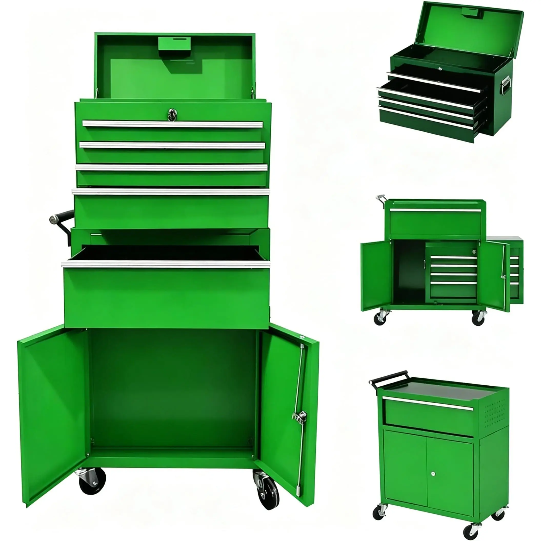 GARVEE Heavy-Duty 5-Drawer Rolling Tool Chest with Wheels, 2-in-1 Detachable Tool Cabinet with Lockable Storage, Mobile Metal Toolbox Organizer with Drawer Liners for Garage, Workshop & Factory