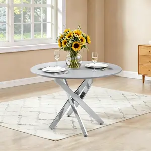 ARCH Modern Round Glass Dining Table 35.43in Granite Top Metal Frame Kitchen Table Set for Dining Room Living Room Office Cafe Conference Home Kitchen Bedroom Party, Living Room Table for Sofa Side, Bedroom, Office, Apartment and Home Decor