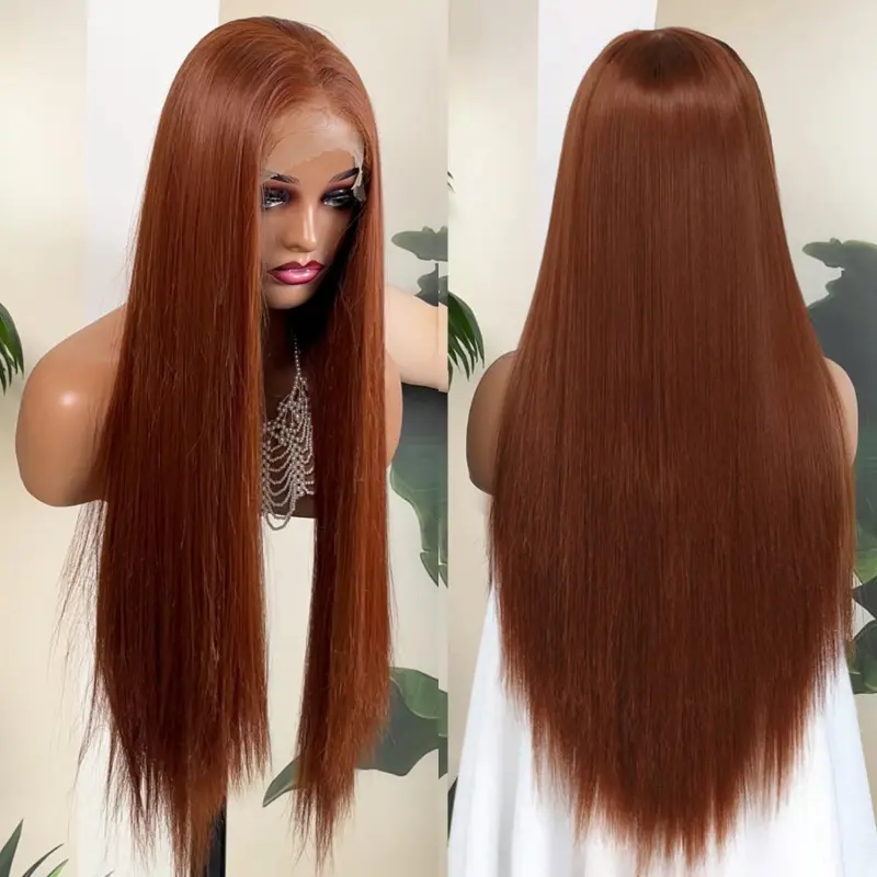 Chocolate Brown Long Hair Wigs for Women 13x6 hd Synthetic Lace Front Wig Pre plucked Hairline 30inch/76 cm 4#-Medium Brown Heat Resistant Synthetic Wig for Daily Use (Chocolate Brown Colored Wig)