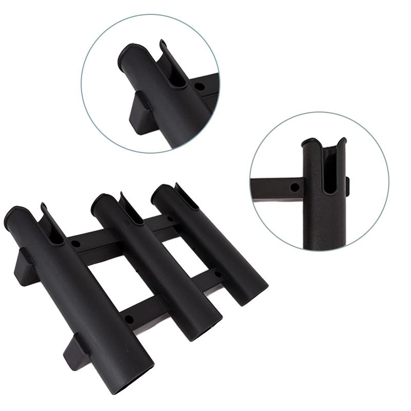 Fishing Rod Holder Bracket, Tube 3 Rod Rack, Fishing Rod for Boat Kayak Garage Storage or Truck with Screws Side-Mount (Black)