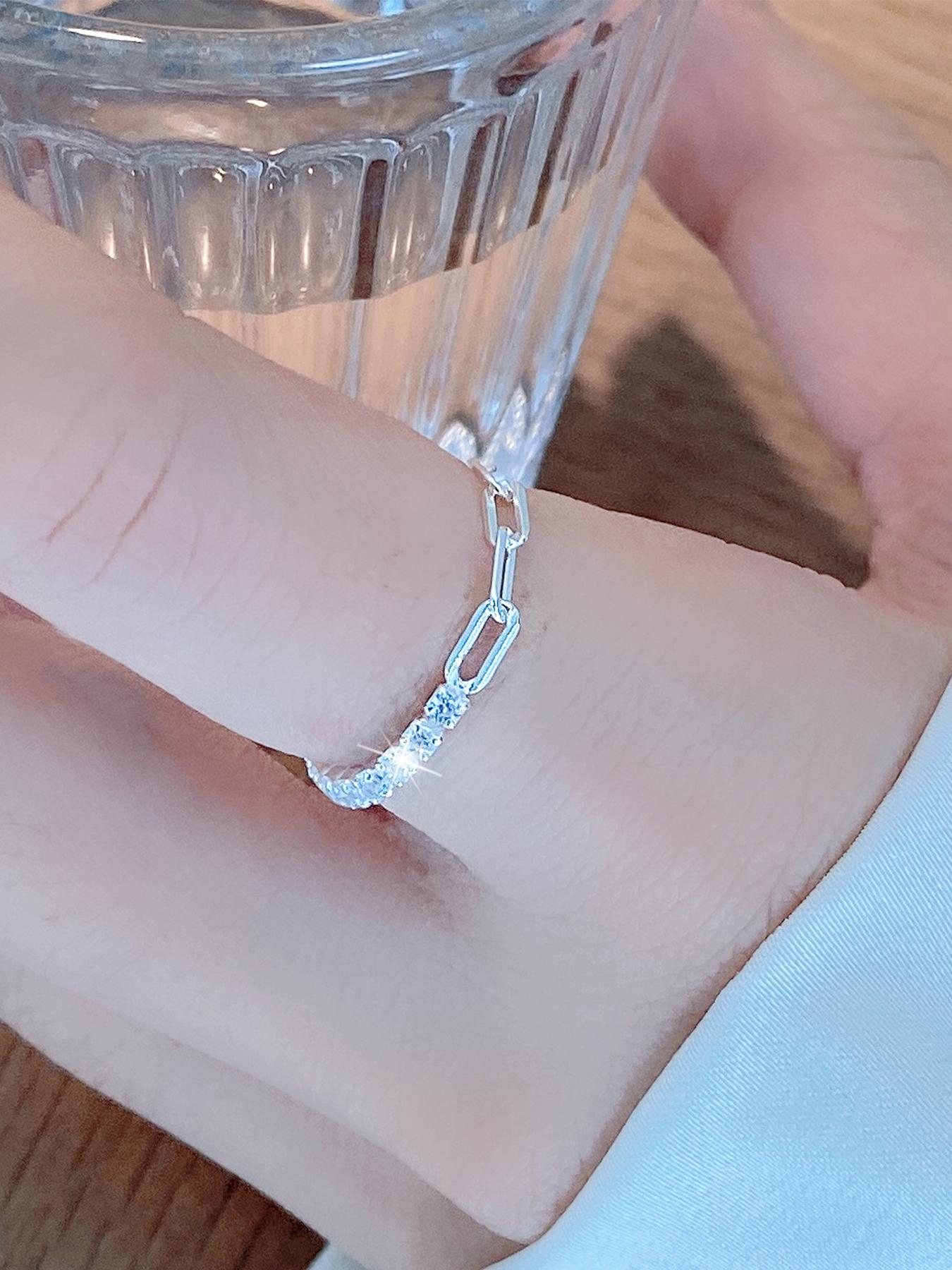 S925 Sterling Silver Adjustable Chain Ring, Fashion Jewelry for Party, Daily Clothing Decor, Trendy All-match & Exquisite Jewelry for Birthday Gift, Adjustable Rings