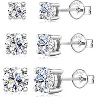3 Pairs 4,5.6MM - 14K White Gold