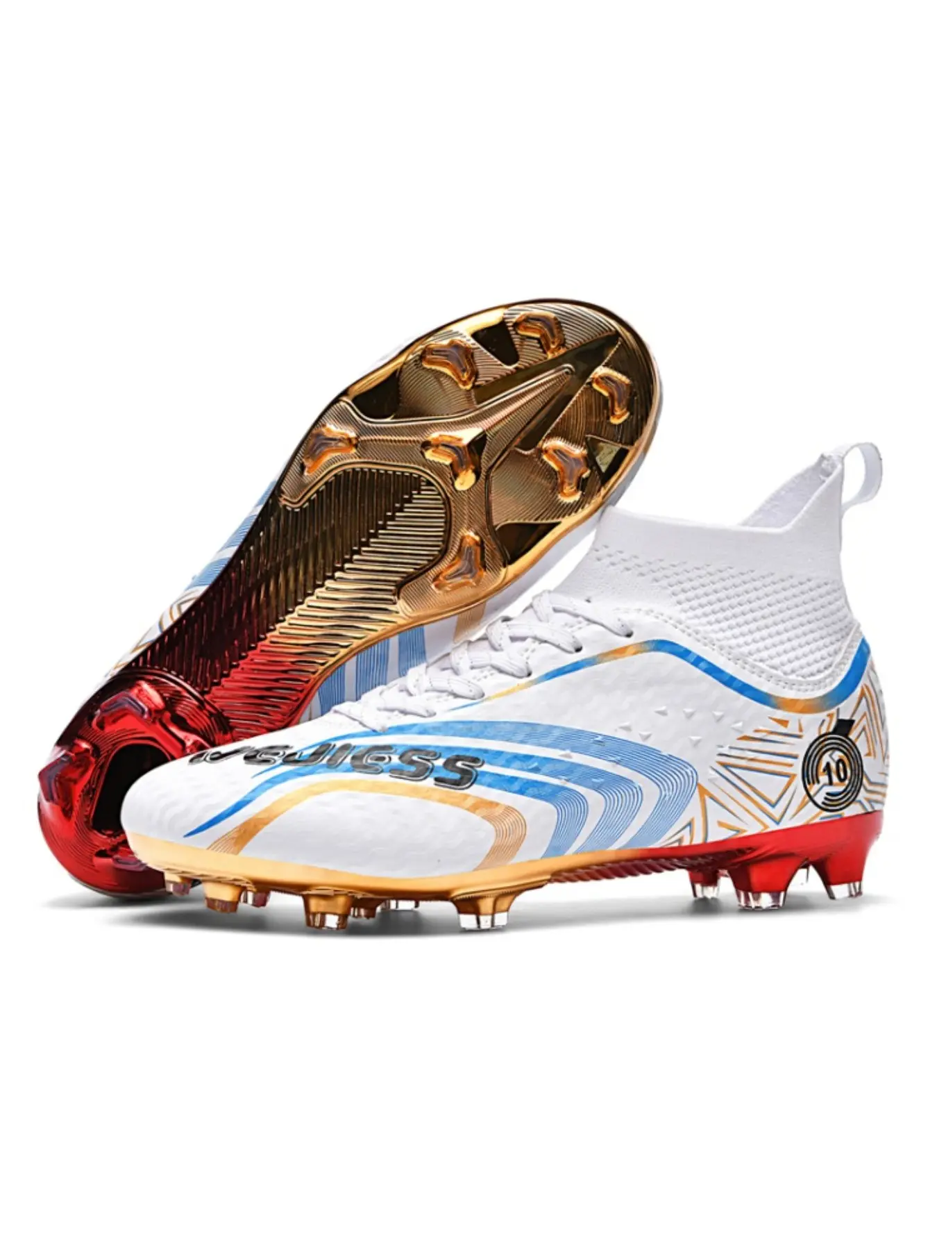 New High-Top Seamless Soccer Boots for Men and Women, Anti-Slip Durable Outdoor Grass Soccer Shoes, Super Grip and Support, Fashionable and Stylish