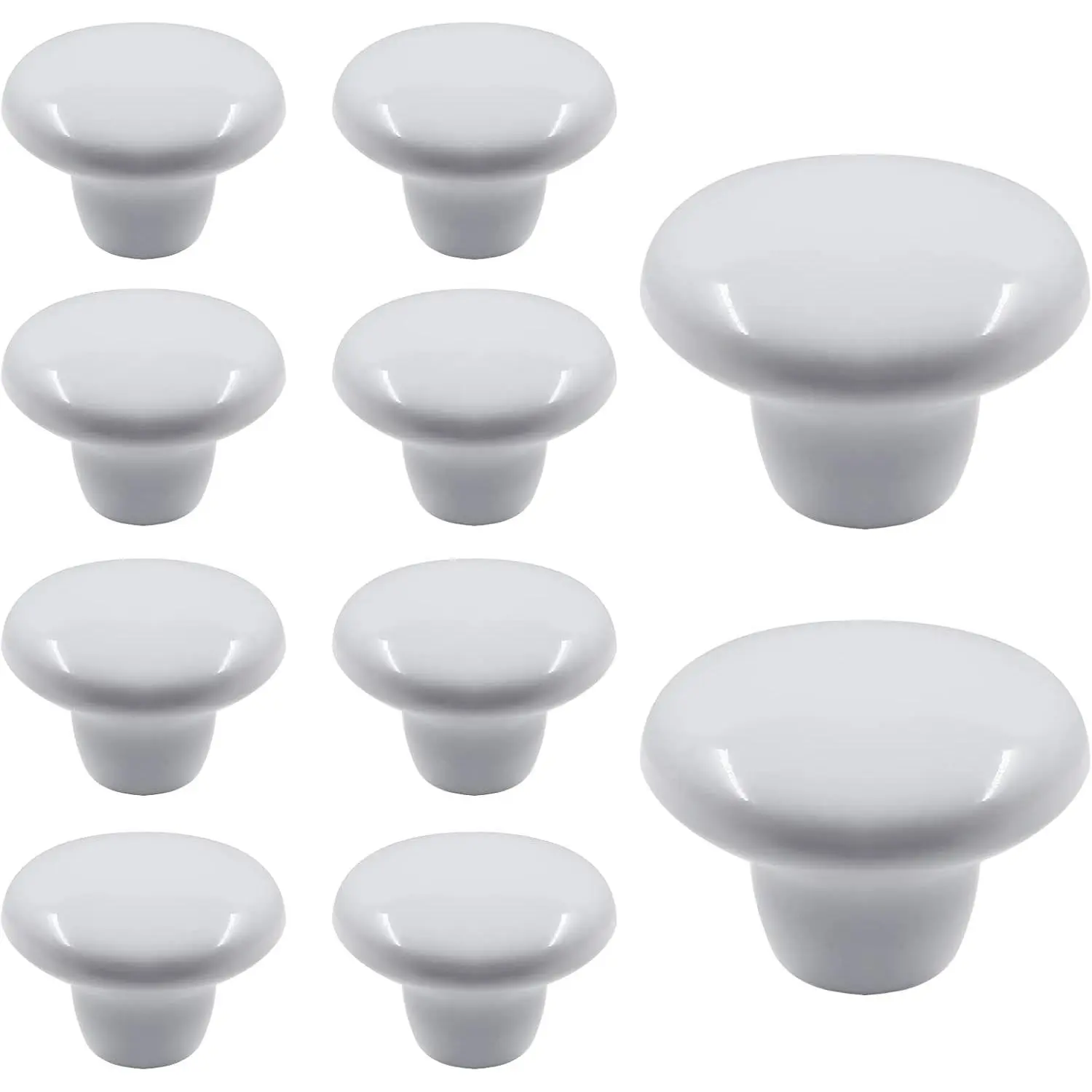 10Pcs White Ceramic Cabinet Knobs, 1.5 Inch / 38mm