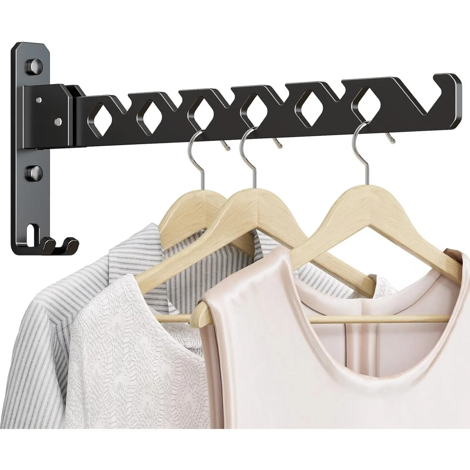 Wall Mounted Clothes Drying Rack, Wall Clothes Hanger Foldable, Laundry Hanger Hook for Bathroom, Wall Clothes Rack Indoor, Perfect for Small Spaces, Matte Black for bathroom acces