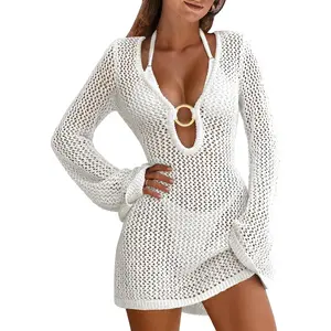 Women Beach Crochet Cover Ups Summer Knit Swimwear Mesh Bathing Suit Hollow Out Dress 2026 Vacation Swimsuit(Gift)