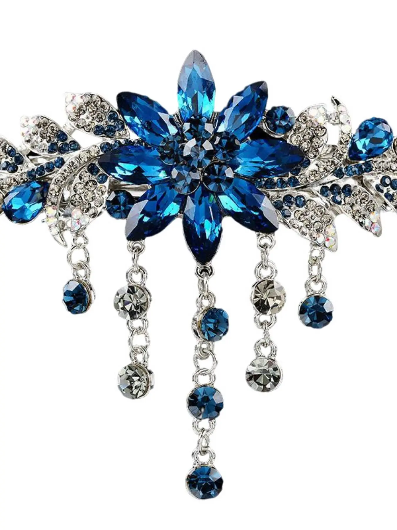 New Back Hair Clip, Large Spring Clip with Rhinestones and Flower Design, Elegant Hair Accessory for Women, 1pcs