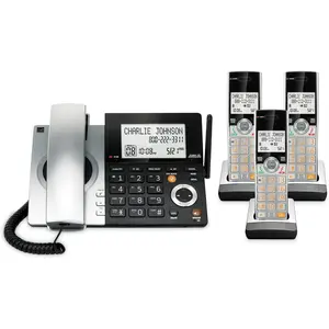CL84307 Dect 6.0 Expandable Corded/Cordless Phone with  Call Blocker, /Black with 3 Handsets