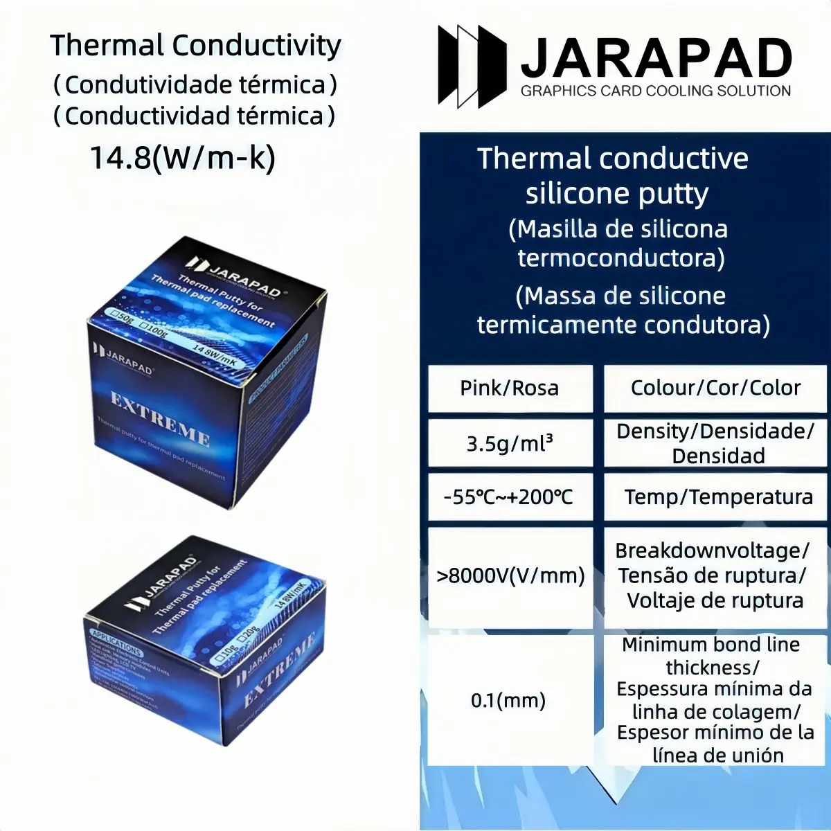 Jarapad Extreme Thermal Paste, 14.8w/mk, 10-100g, Ideal for Gpu, RAM, SSD, M2, PC, Motherboard, Cooler, 1 Piece Pack