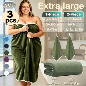 3-Piece High-Quality Minimalist Bath Towel Set, Giant Towel 39x78inch, 2 Face Cloths 13.38x13.38inch, Soft Absorbent, Durable Edge