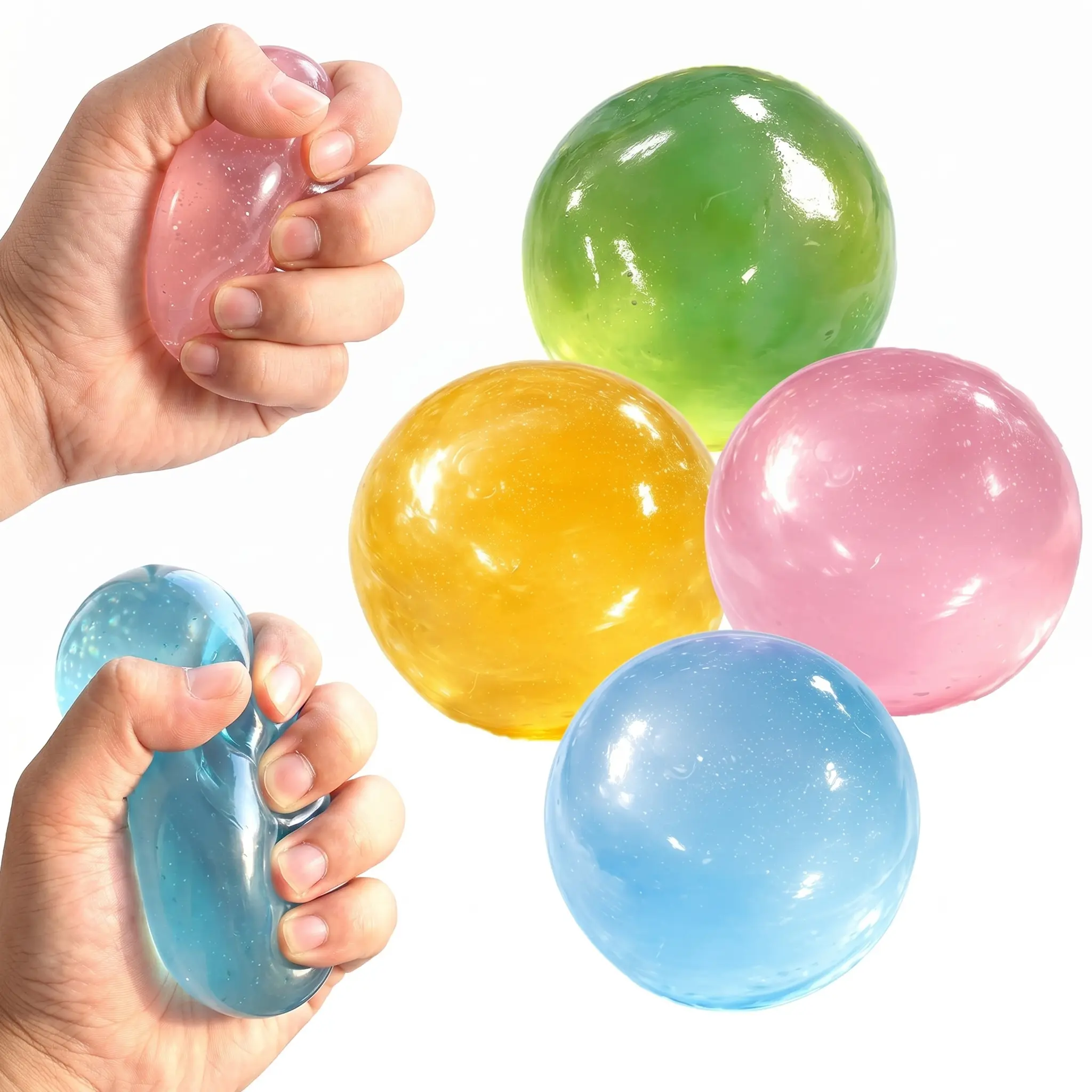 Ball Shape Malt Sugar Filled Squishy Stress Relief Toy - 1-Pack Soft Non-Sticky Unisex Sensory Fidget for Fidgeting, Slow-Rise Portable Hand Toy for Kids & Adults