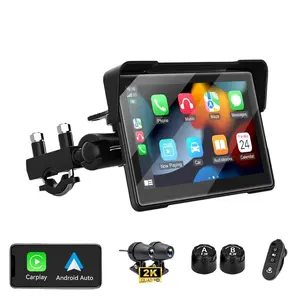 Venbes 7-Inch Motorcycle Navigation Display, Wireless Carplay Android Auto, Waterproof Touchscreen, Bluetooth-compatible 5.0, Tire Pressure Monitor