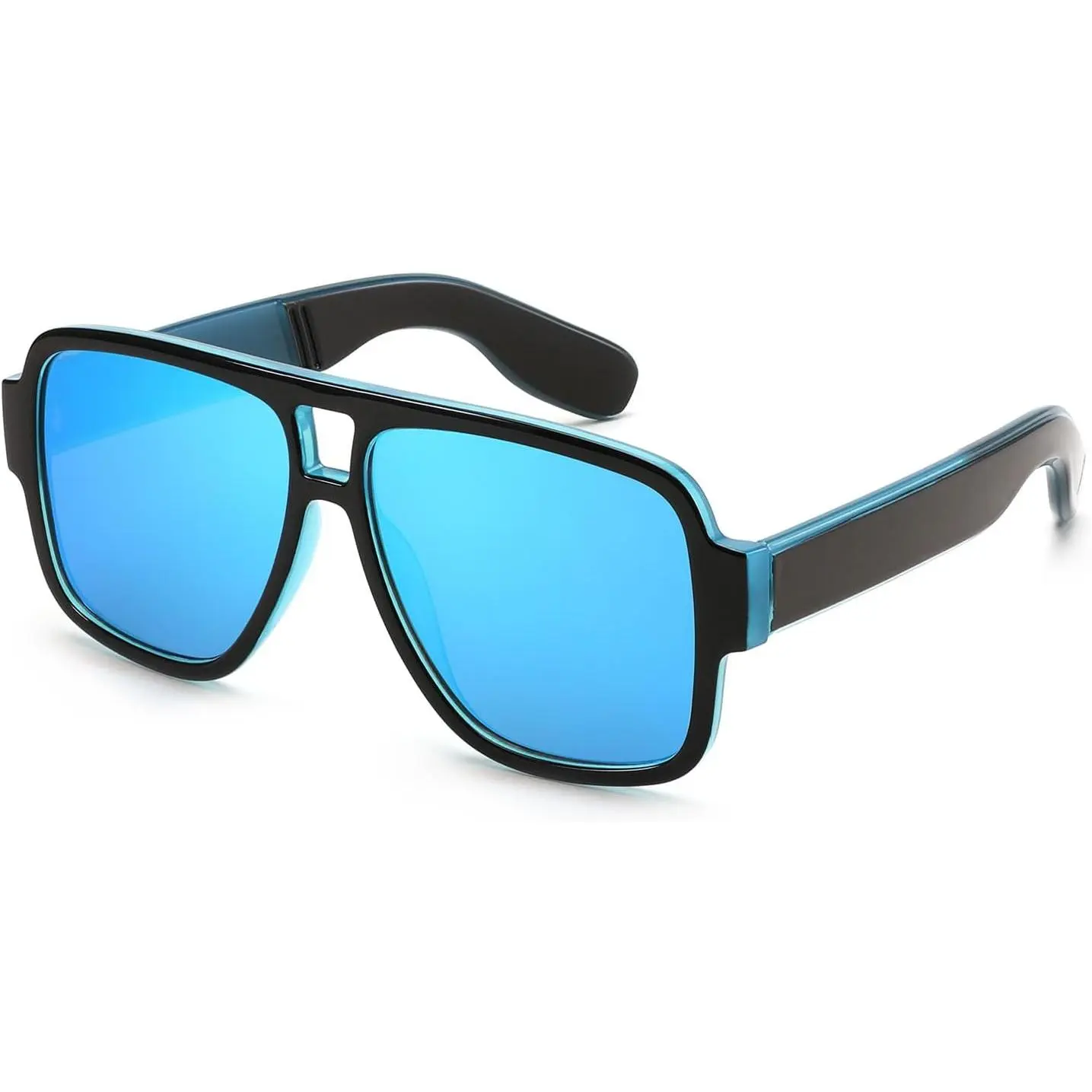 Retro 70s Inspired Aviator Eyewear for Men and Women, Double Bridge Square Frame, Bold  Design K7123