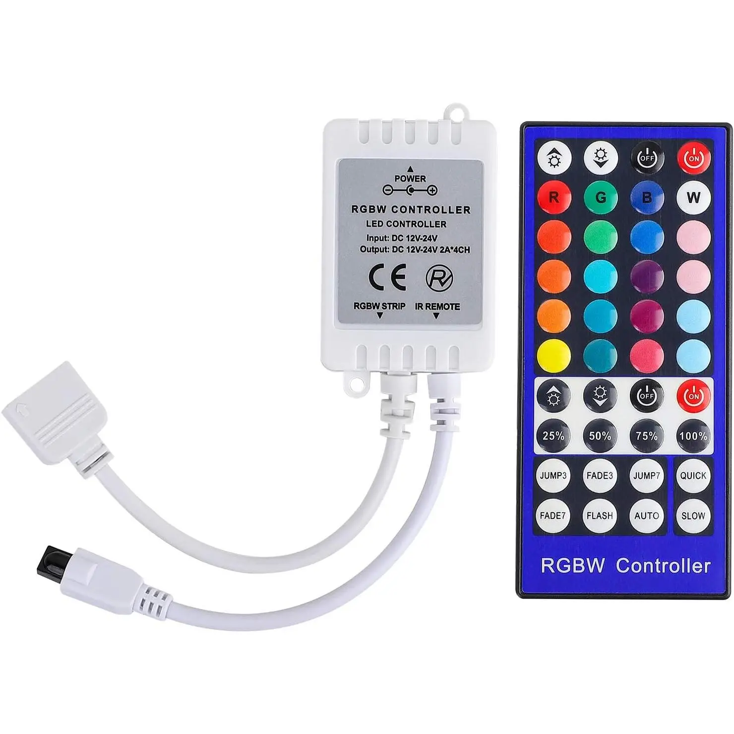 40  RGBW IR Remote Controller for LED Strip Lights | SMD 5050 3528 RGBW LED Light Strip Remote Controller, Adjust Brightness,Flash Mode, Dimmer for RGB+White RGBWW Strip Light