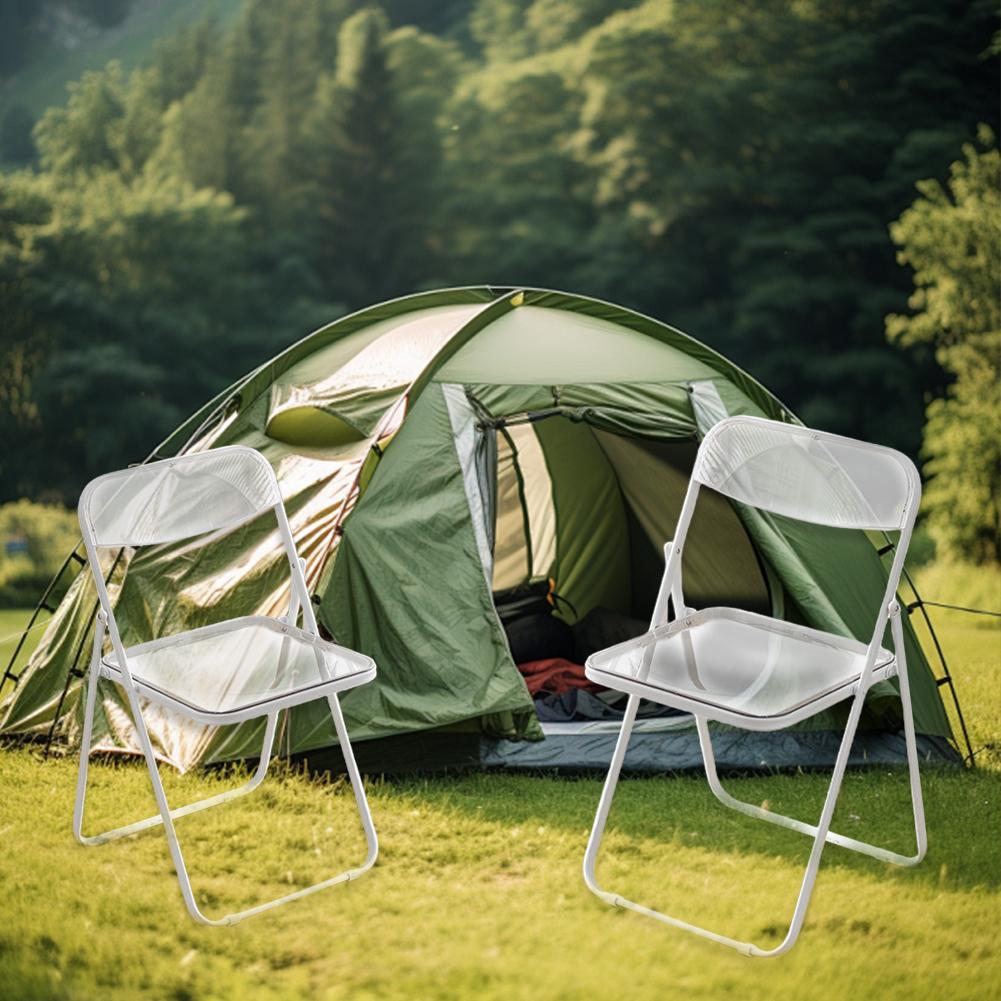 Transparent Folding Chairs Acrylic Stackable Clear Dining Chairs with Chrome Frame Living Room Seat Lightweight for Living Room Office Waiting Room & Party