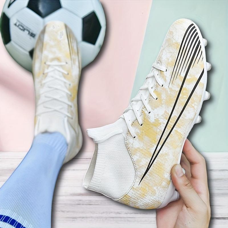 LISM Men's Soccer Cleats - Lace-Up Football Shoes with Cushioned PU Sole, Non-Slip Traction for Sports, Gym, Casual - Black/Blue Accent Sneakers (Unisex-like Design) - Easy-Clean Footwear, Indoor Soccer Shoes, Comfortable Fabric Insole, Sports Footwear, S