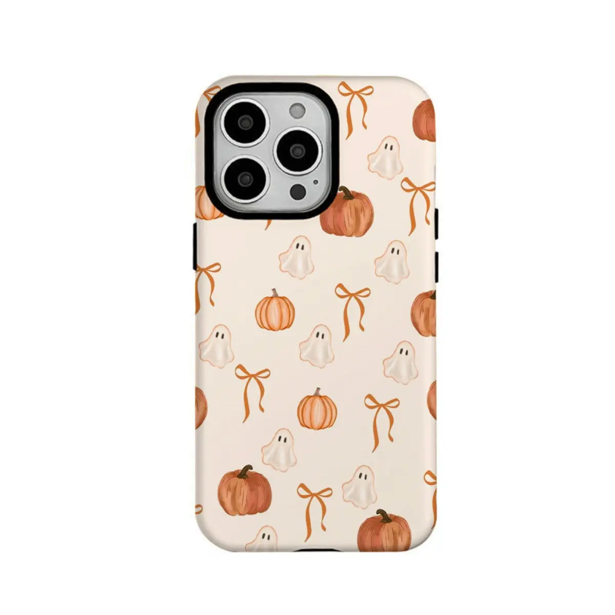 Halloween ghost and pumpkin designs pattern phone case, stylish, shockproof, and sturdy 2-in-1 protective case, compatible with iPhone 17/16/15/14/13/12/11 Pro Max Pro Plus and Samsung Galaxy S23/S24/S25/S26 Ultra, making it a great gift.