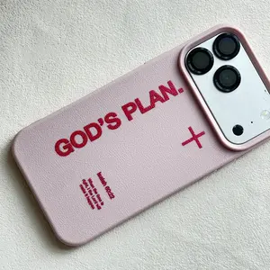 Christian God's Plan Leather Smartphone Casing - Pink Aesthetic, Isaiah 60:22 Bible Verse, Cross Design, Durable Shockproof Protection Cover for iPhone 15/14/13/12 Pro Max, Religious Inspirational Gift for Women, Handheld Flash Accessories Compatible