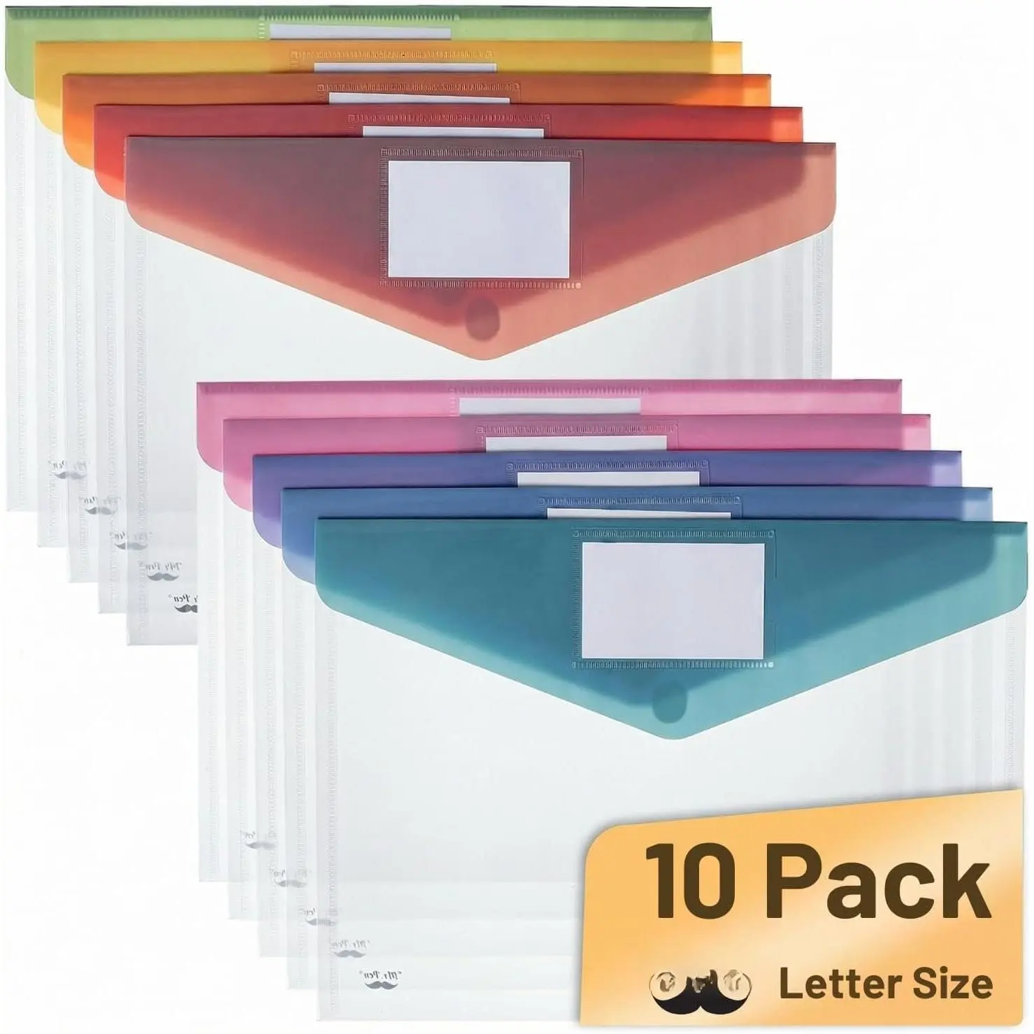 - Clear Plastic Envelopes File Folders, 10 Pack, A4, Letter Size | Colorful Flaps, Clear Folders for Documents Plastic Poly Envelopes with Label for School, , Work, Office, Organizer