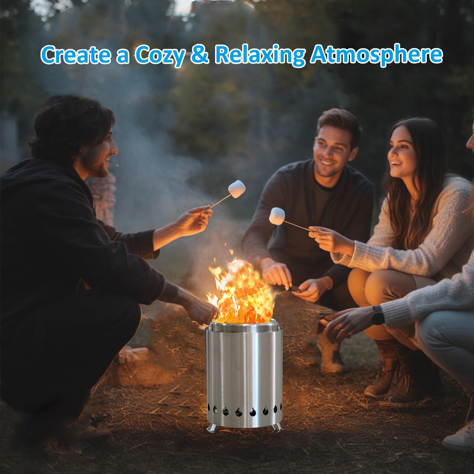 Outdoor Tabletop Fire Pit with Stand, Mini Fire Pit with Travel Bag, Portable Fire Pit, Low Smoke Stove, Suitable for Urban Yard Parties and Suburban Camping, Valentine's Day Gift