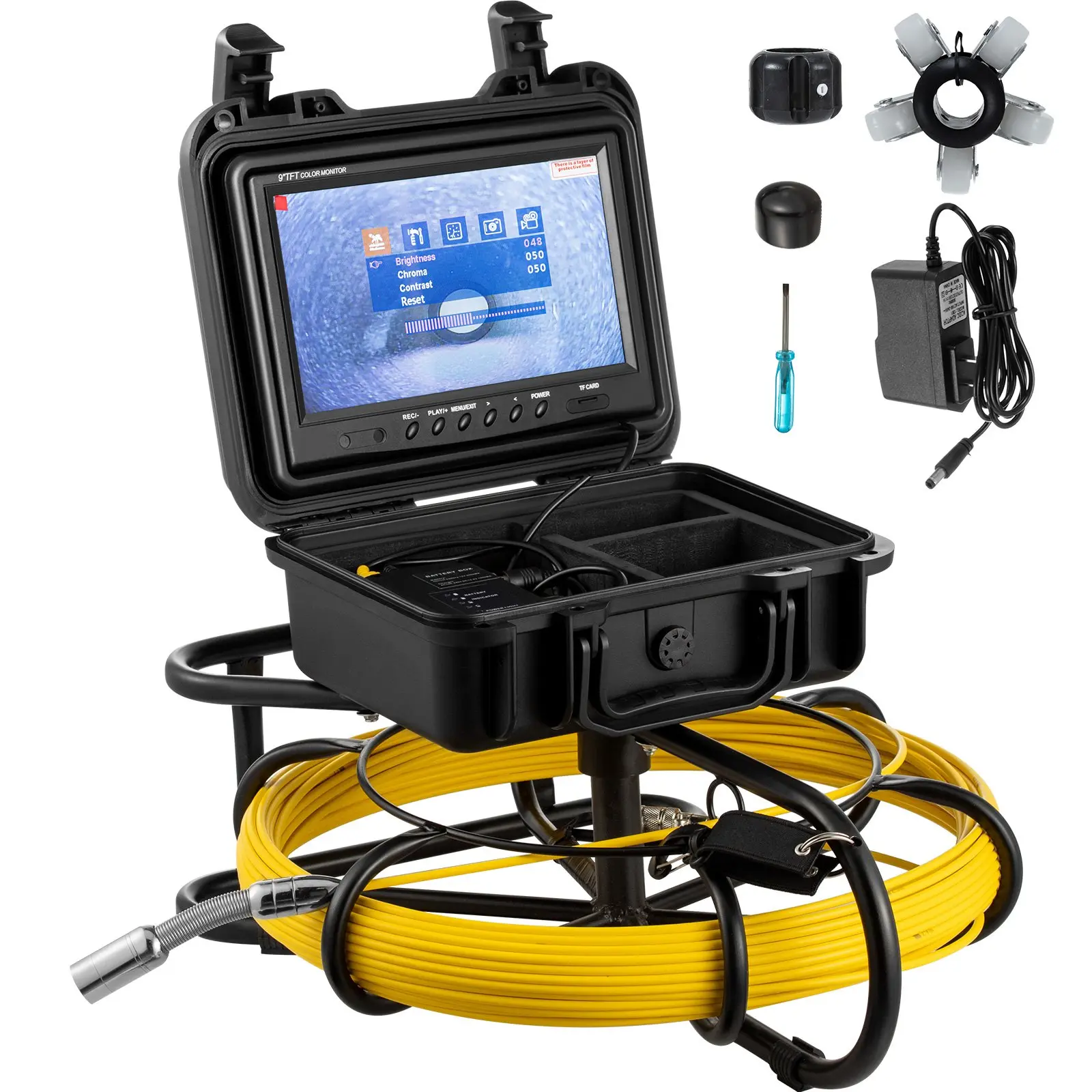 VEVOR Sewer Camera, 150 ft Pipeline Inspection Camera with 9-inch Screen, Waterproof IP68 Borescope Camera with 12 Adjustable LEDs, 16 GB SD Card, Industrial Endoscope for Sewer, Home, Duct Drain Pipe