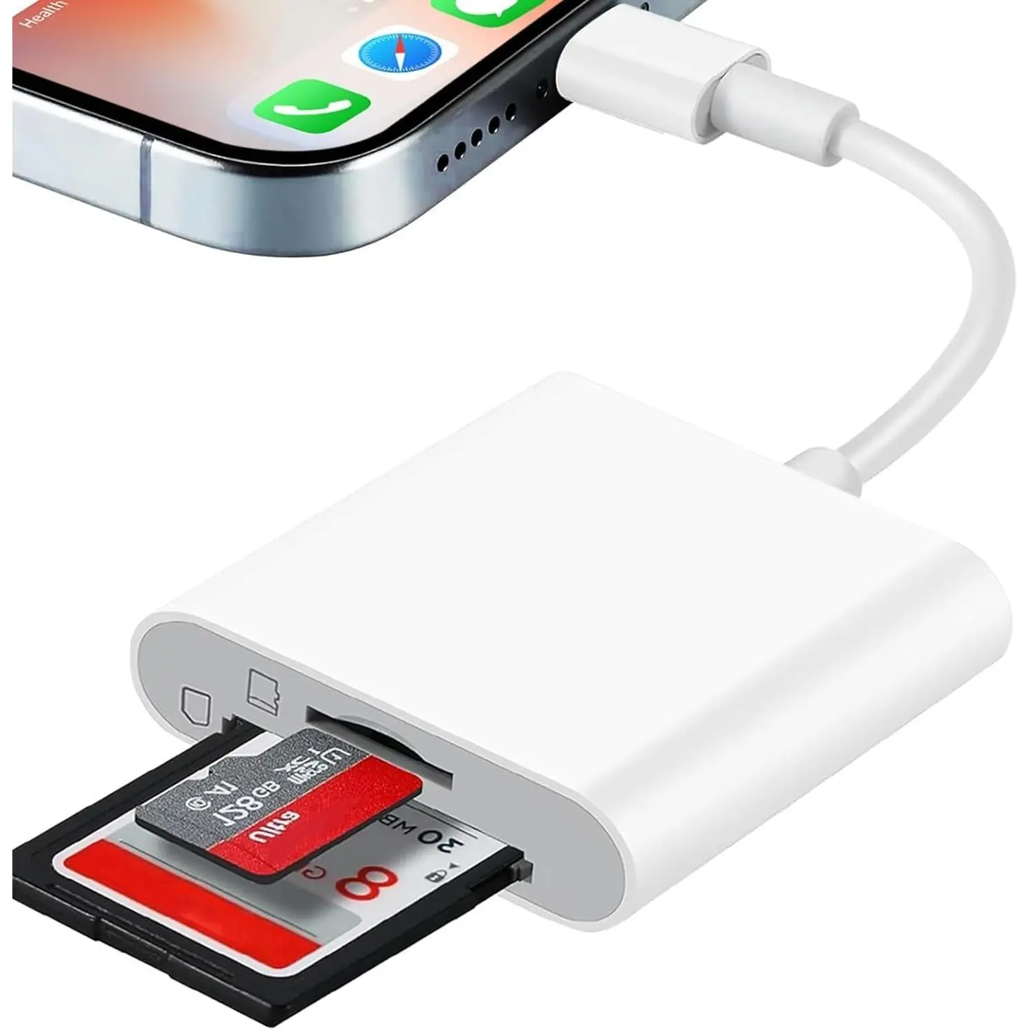 SD Card Reader for , SD &  SD  Slots Memory Card Reader for iPad, Plug and Play Trail  Camera SD Card Viewer, Digital Trail Camera Card Adapter, No App Required