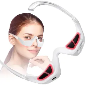 Under Eye Red Light Therapy, 2 Modes 3D Wearable Eye Care Massager, Rechargeable Beauty Glasses Device for Rest, Reading, Travel