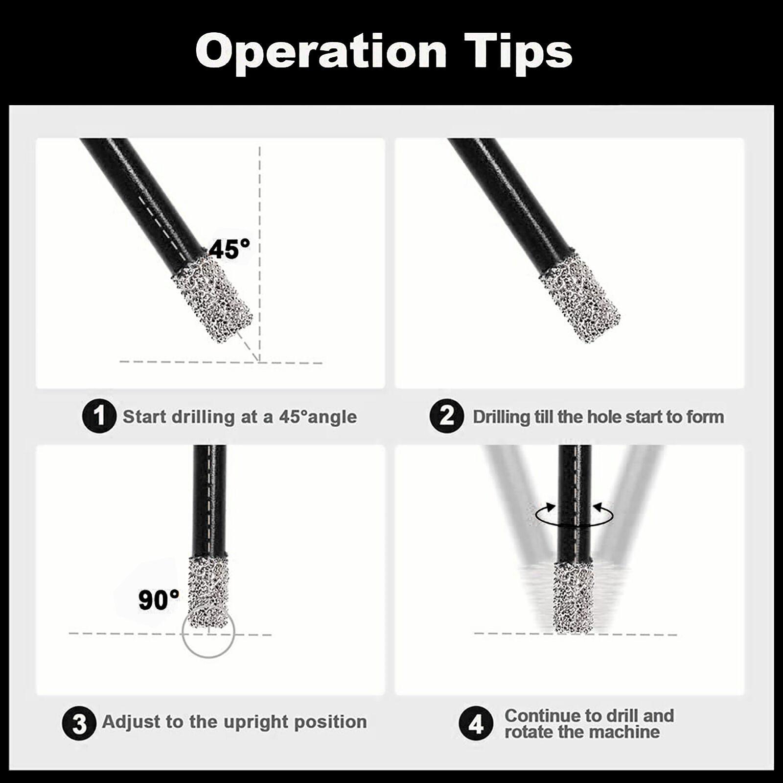 Diamond Core Drill Bits Set 10pcs (6/6/8/10/20/25/35/50mm Tile Hole Saw Bit Kit+35mm Beveling Chamfer Bit+5/8"-11 to Hex Adapter) for Porcelain Ceramic Tiles Marble Granite Brick Concrete Quartz Countertop Stone for Angle Grinder Tool diamond  holesaw