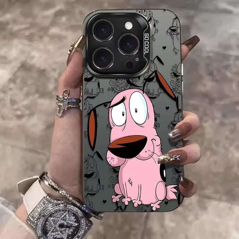 Cartoon Courage the Cowardly Dog phone case suitable for iPhone 17, 16, 15, 14, 13, 12, 11 Pro Max, X, XSMAX, 8, 7 Plus, anti-drop frosted back cover, a gift for friends, family, and yourself.