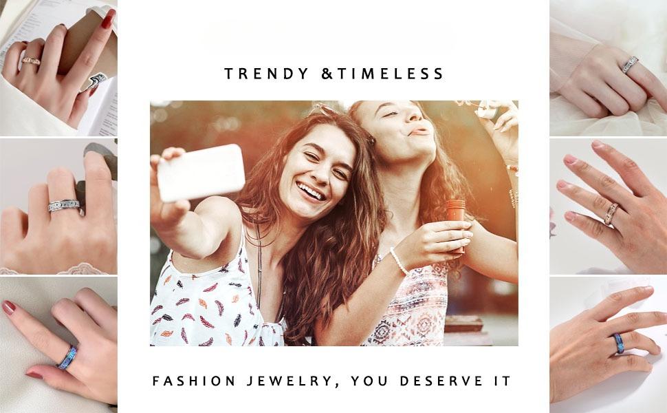 CASSIECA Fidget Rings for Anxiety Relieve for Men Women Stainless Steel Spinner Ring 6mm Silver Gold Plated Ring Thumb Ring Anxiety Fidget Relief Spinner Rings Size 5-9