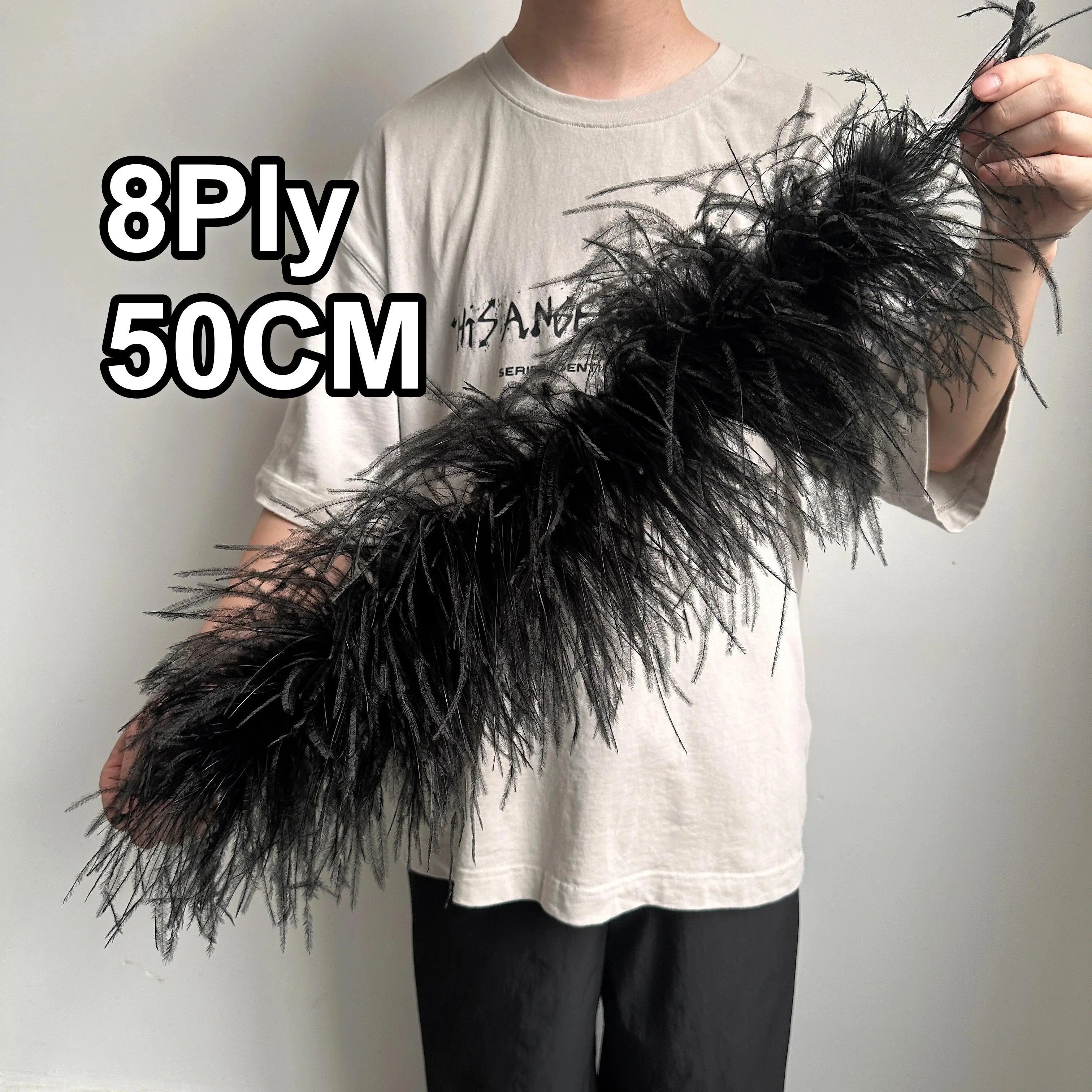20 Layer 50CM Black Fluffy Ostrich Feather Boa Trims Skirt Party Costume Ostrich Plumes For Crafts DIY Wedding Decorations