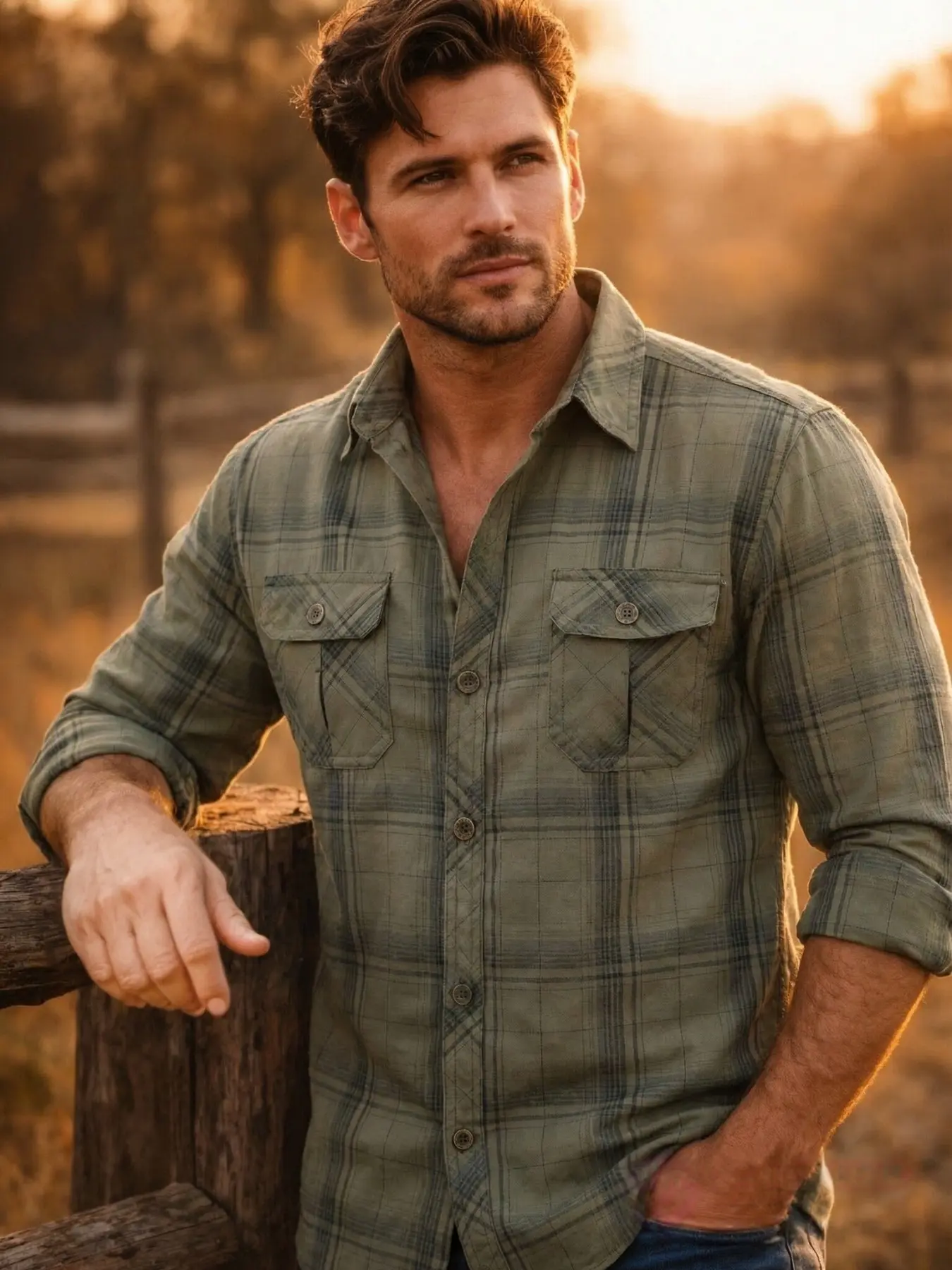Men's American Vintage Rugged Style Heavyweight Flannel Plaid Shirt, Dual Patch Pockets, Wrinkle-Resistant, Durable, Relaxed Fit