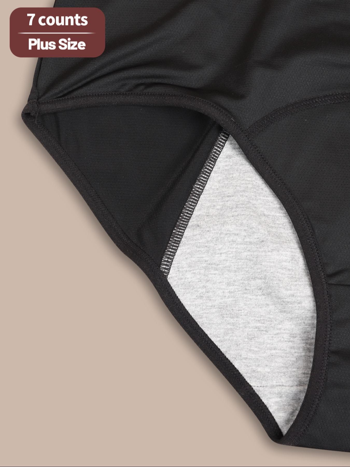 【plus Size】 Solid Color Full Coverage High Waist Period Panty, Soft Breathable Knicker, Breathable Comfortable Period Underwear for Daily Wear, Women's Underwear for All Seasons