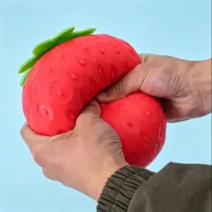 Toymendos Squeeze Strawberry Fidget Toy, Large 5-Inch Soft Stress Ball for Adults and Kids Aged 3+, Safe Non-Toxic Material, Sensory Game