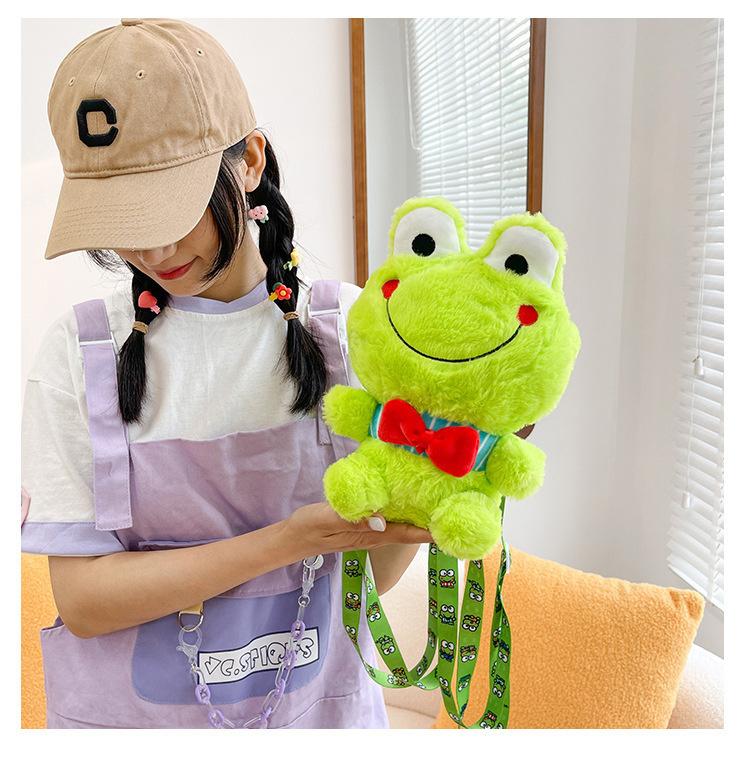 Y2K Korea Cute Cartoon Plush Frog Doll Backpack Anime Messenger Bags Personality Girls Shoulder Bag Kawaii Coin Purse Kids Gifts
