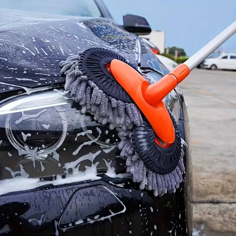 Extendable Car Wash Mop, Double-Sided Chenille Car Cleaning Brush for Truck SUV RV, Gentle on Car Paint