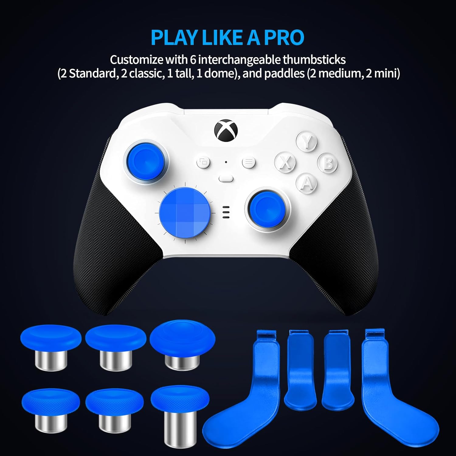 Complete Component Pack for  Elite Controller Series 2 - Accessories Replacement Parts Repair Kit with Storage Case,  Dock and Charger , 6 Thumbsticks, 4 Paddles, 1 D-Pad