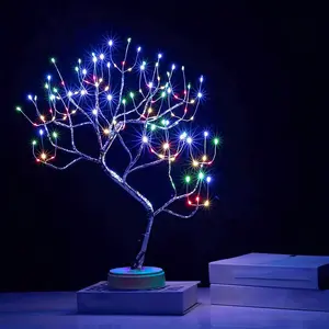 LED Tree Shaped Night Light, USB/Battery Powered Desktop Bonsai Tree Light, DIY Artificial Tree Light, Decorative Led Light, Suitable for Bedroom Desktop Party Decoration