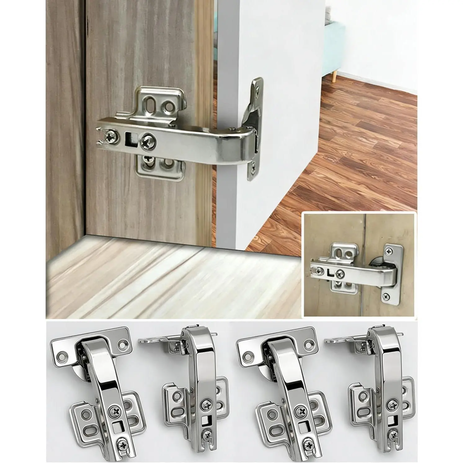 4 count Lazy Susan Hardware 90  Kitchen Hinges Concealed Hydraulic Cabinet Door Hinge DTC 90  Hinges Full Coverage Adjustable Installation Door Hinge