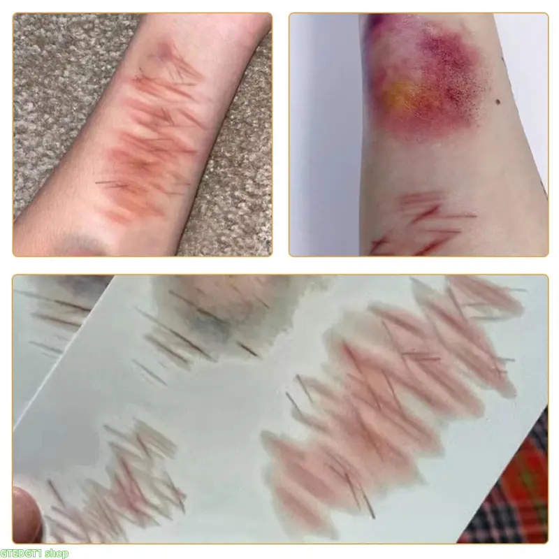 1/4 pcs Disposable Tattoo Stickers, Trending Halloween Fake Wound Decals, Realistic Scar Transfers, Waterproof Skin Safe SFX Makeup Props for Cosplay Haunted House Prank