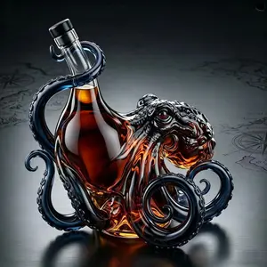 Kraken Octopus Whiskey Decanter, Collectible High Borosilicate Glass Bottle, Unique Gift for Whiskey Lovers, Elegant Home Decor Item