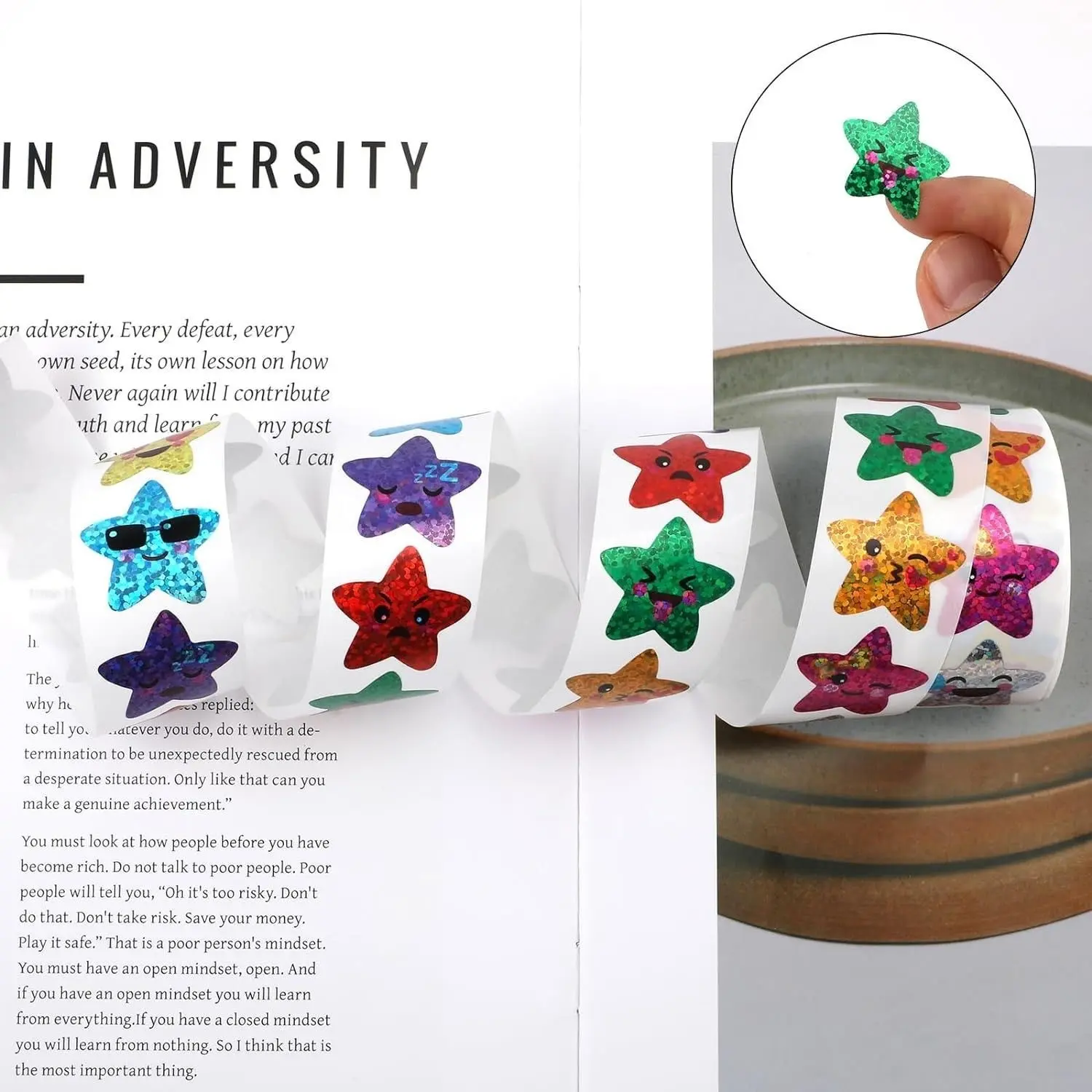500pcs/roll Shiny Smiling Star Stickers In Roll, Eight Colors Coated Paper Design Stickers, Suitable For Children'S Rewards, Scrapbooking, Diy Crafts, Gift Packaging, Classroom Decoration