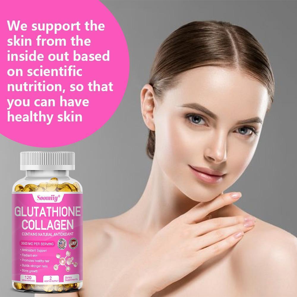 Soomiig Glutathione Collagen Health Supplement - Supports Smooth Hair and Healthy Skin -120 Capsules