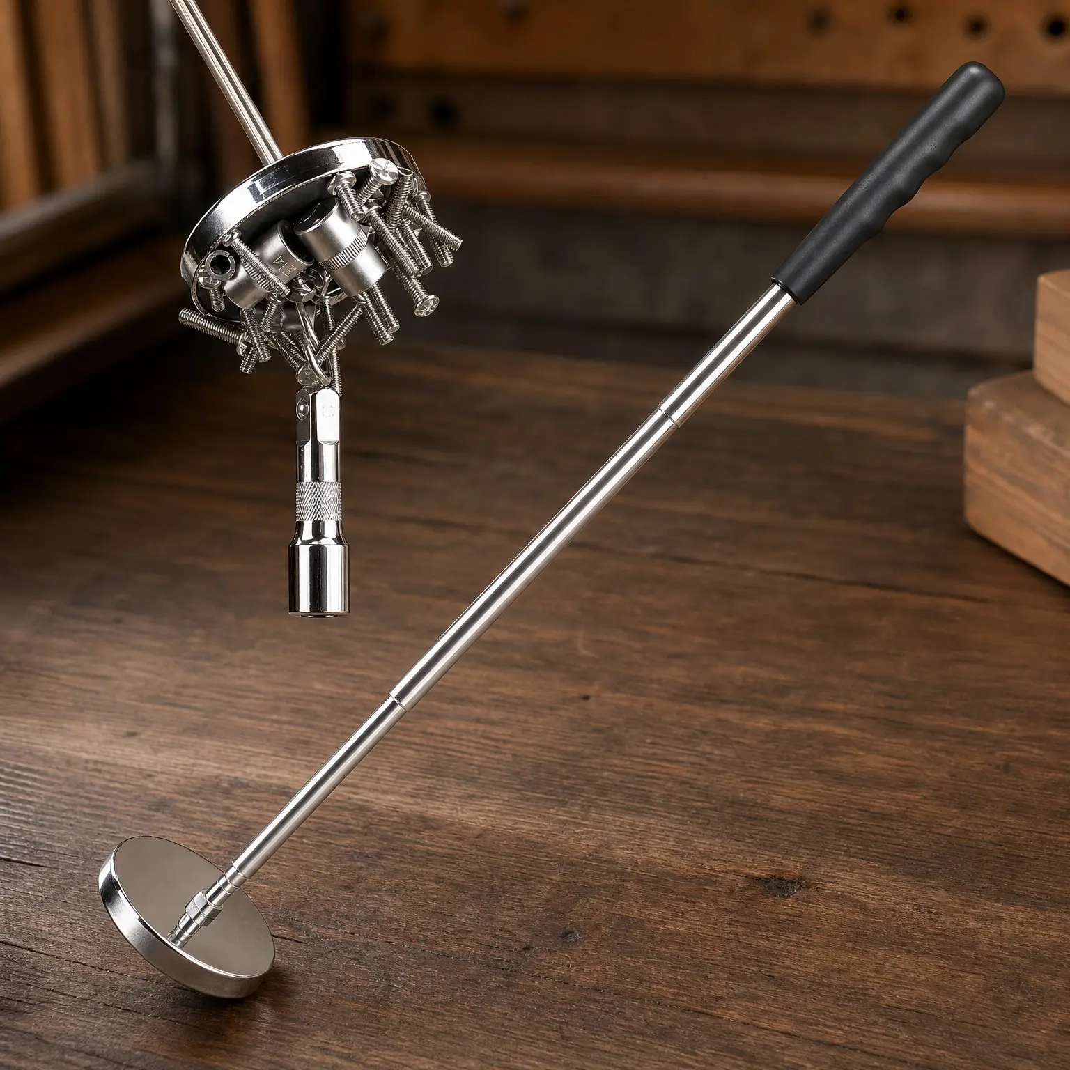 Telescoping Magnetic Sweeper Pickup Tool with 35LB Pull Capacity, Strong Magnet Retractable 9" to 34" Stick for Nails, Screws, Nuts, Bolts, Steel & Iron Parts