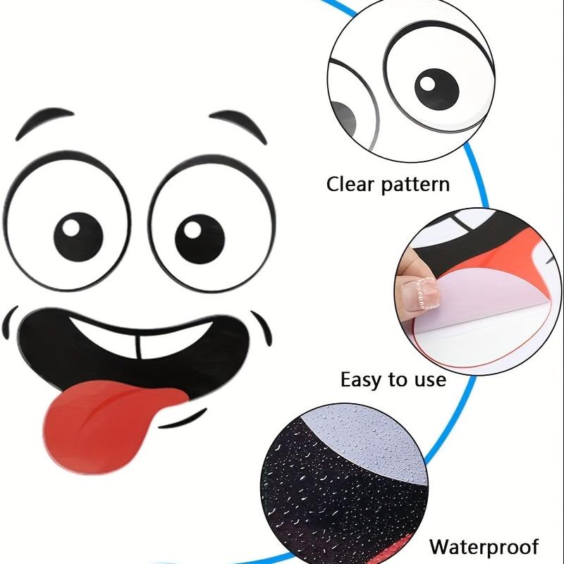 4pcs Interesting Cartoon Face Stickers, Self-Adhesive One-Time Use, for Bathroom Trash Can Refrigerator Decor