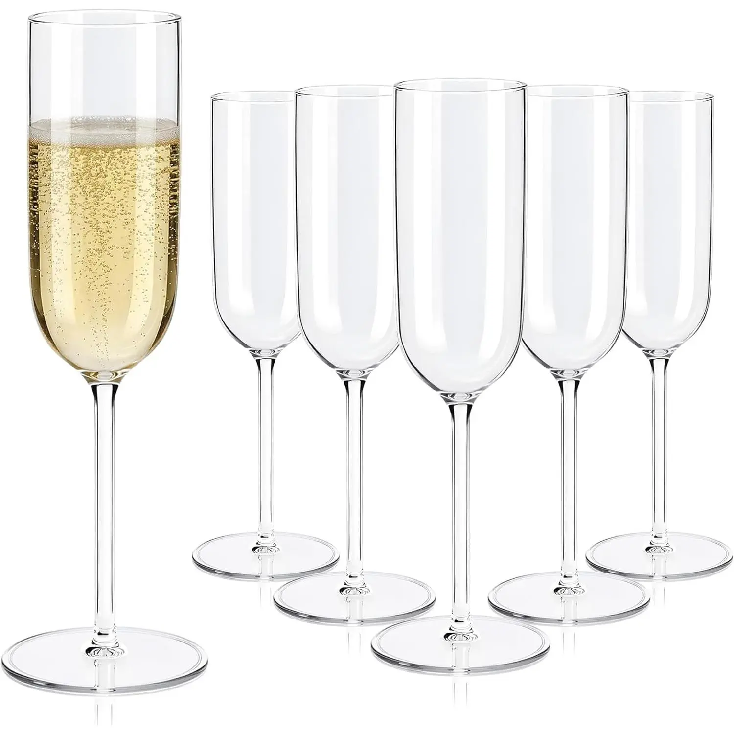 Plastic Champagne Flutes Set of 24, 6 oz Clear Champagne Glasses | Unbreakable & Shatterproof, Acrylic Mimosa Glasses, Reusable Party Cups Bulk, for Prosecco, Sparkling Wine, Wedding Reception