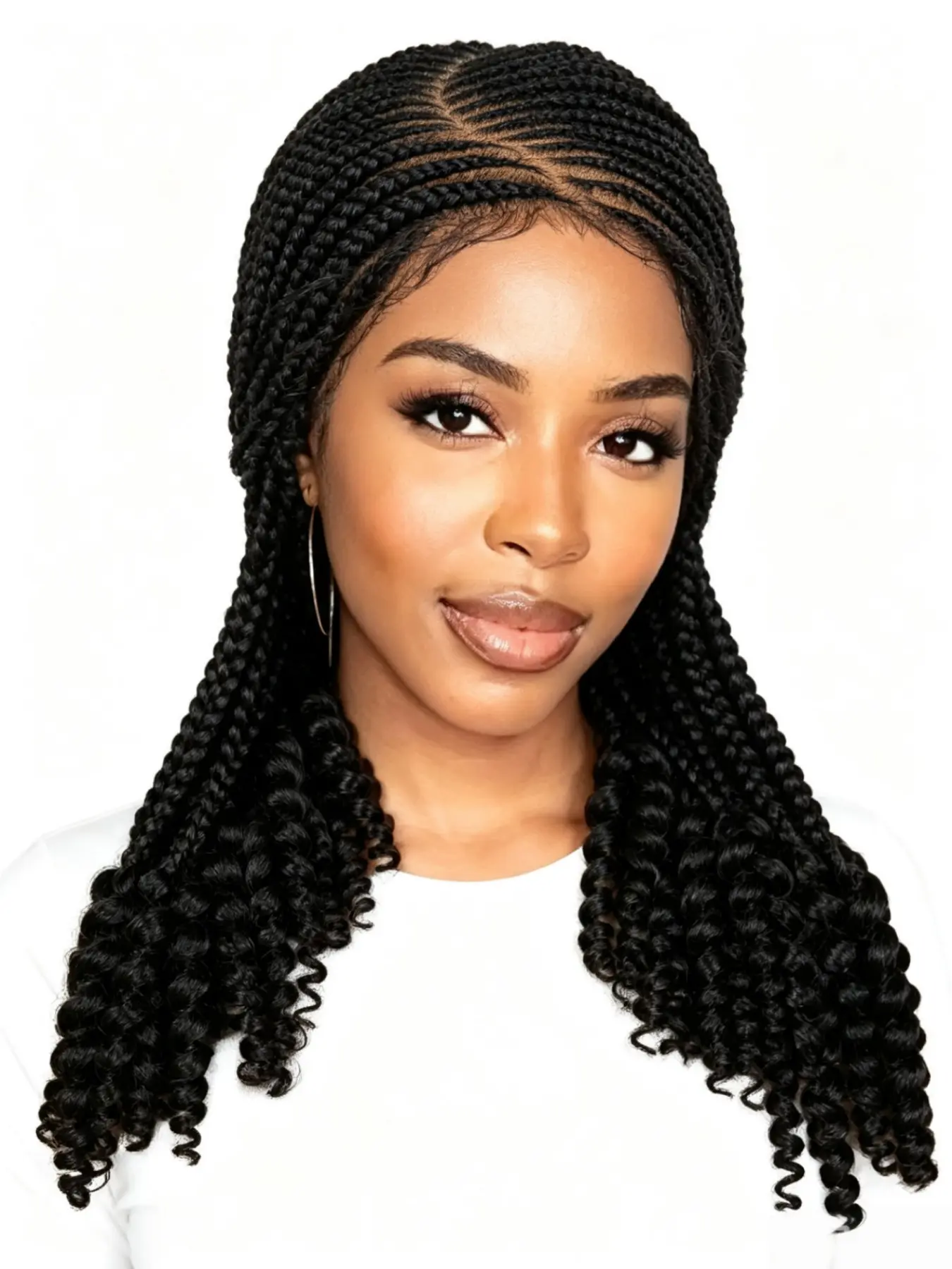 Knotless Wig Synthetic Cornrow Braided Wigs for Women, 14 Inch Full Lace Braids, Medium Length, All Seasons, New Hairstyle, Lace Wear Wigs, Curly Braided Wigs