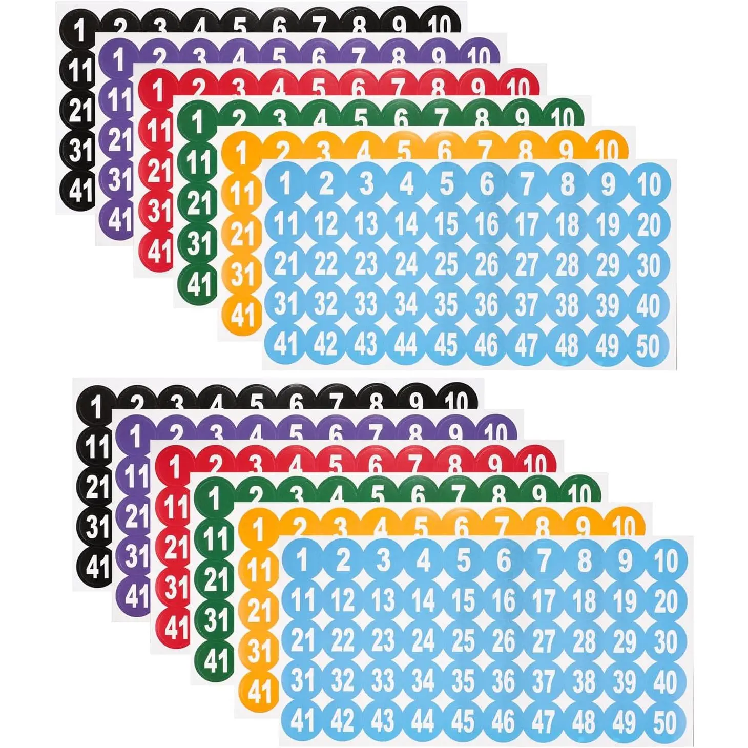 Number Stickers Vinyl Numbers Stickers Self Stick Number Labels Round Numbers Sticker for Inventory Organizing Lockers Storage Boxes Sign 12 Sheets 1-50
